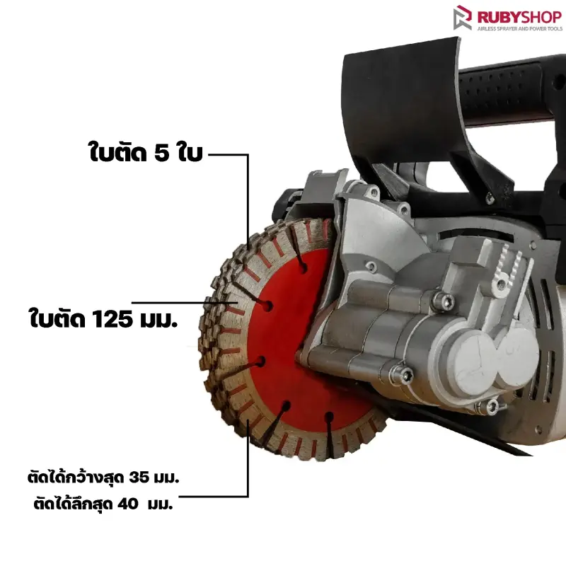 RUBYSHOP เครื่องกรีดผนังไร้แปรงถ่าน รุ่น WALLCD-BL28: เซาะร่องคอนกรีตได้เร็ว แรง แม่นยำ พร้อมระบบน้ำลดฝุ่น